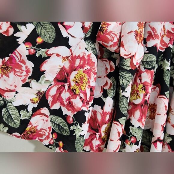 WHBM Floral godet pleat dress dark romantic feminine garden farie size XS - Picture 7 of 12